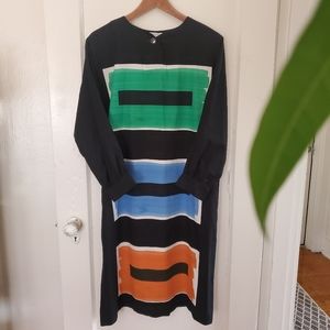 Allievi Di Bruuo Tunic Dress Black GreenBlueOrange